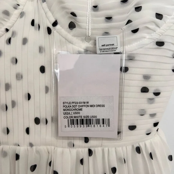 Self-Portrait BNWT white polka-dot dress. Size 0. - Picture 6 of 7